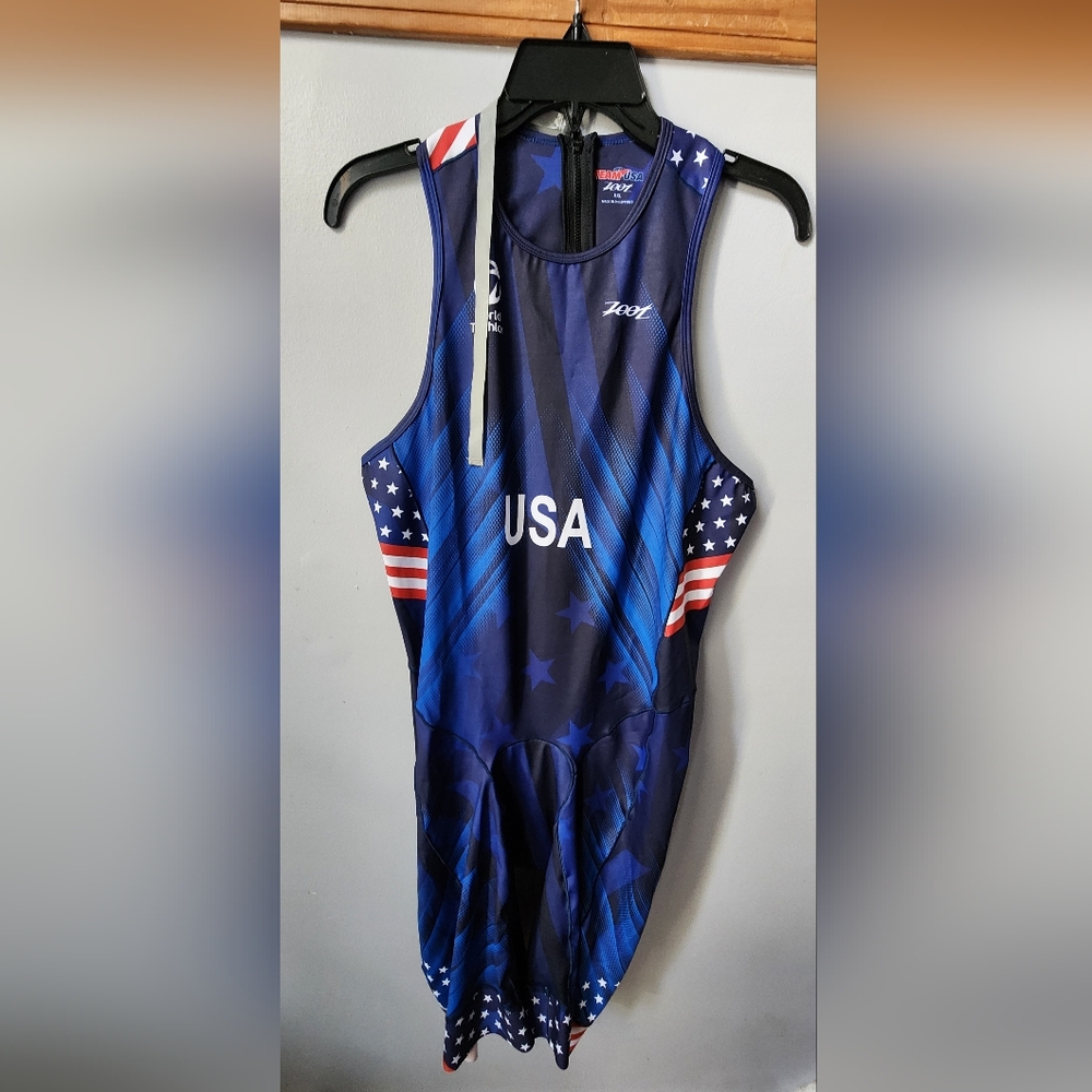Team USA Zoot 2024 Blue Competitive Triathlon/Swim Tech Suit Hydrodynamics Nwt
